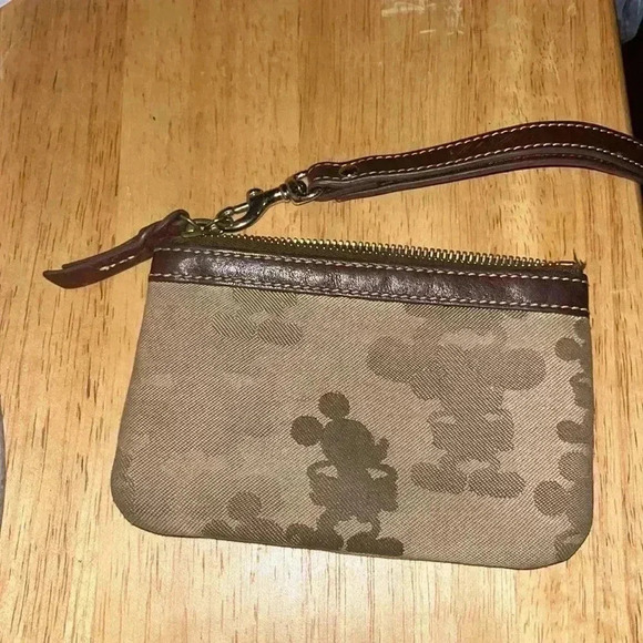 Rare Brown and Leather Walt Disney World Themed Dooney Bourke Wristlet - Picture 3 of 5